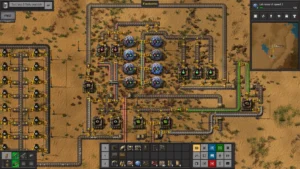 Capture d'écran de jeu Factorio avec usine.