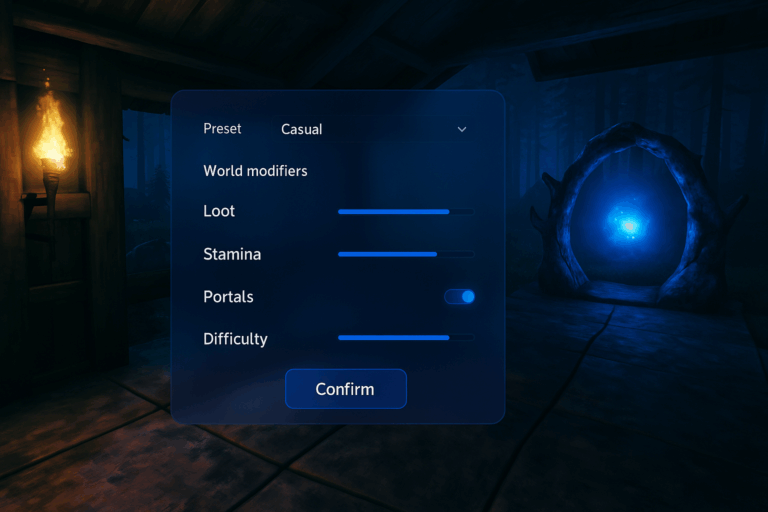 Menu d'options de jeu avec modifications du monde.