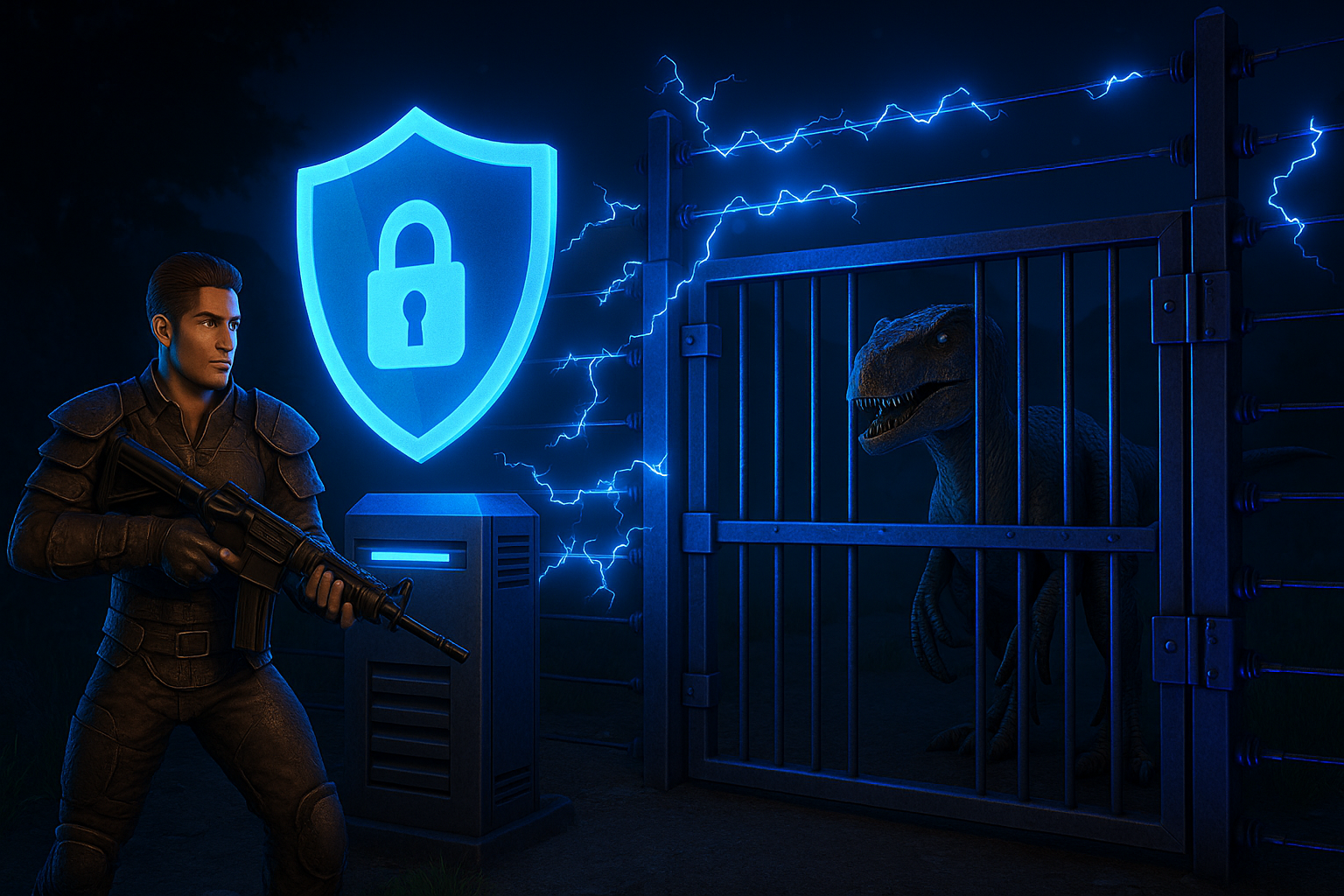 Garde sécurise portail à dinosaure électrique